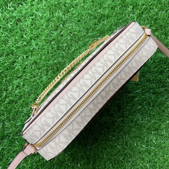 Michael Kors Jet Set Item Large East West Zip Chain Crossbody Powder Blush Multi - Picture 4 of 16
